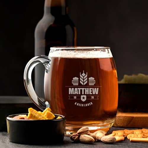 Мавертон Пиво Кригла со гравирање-17 fl oz. Пиво стакло со рачка за тато-паб стакларија-Персоналните садови за пиење за мажи - За