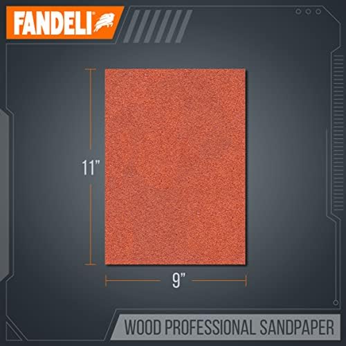 Fandeli | Хартија за пескарење од дрво | 220 решетки | 25 листови од 9 '' x 11 '' | Пескарење дрво со рака | Идеално за орбитал Сандер