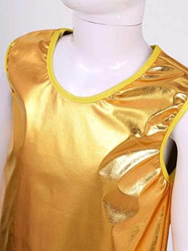 Аислор Девојки девојки сјајни метални атлетски танцови култури врвови за танцување облека за јога спортски елек за вежбање на врвови активни облеки