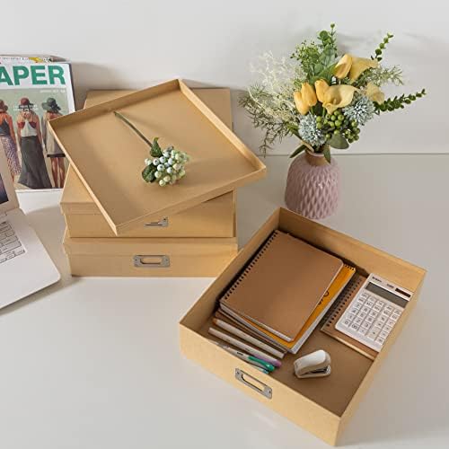 Кутии За Складирање Крафт Хартија Со Капаци За Документи-Комплет од 3 Кутии За Спомен: Украсни Картонски Контејнери За Складирање Фотографии,