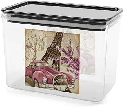 Париз Гроздобер Ајфеловата Кула Постер Контејнер За Складирање Храна Пластични Јасни Кутии За Складирање Со Капак За Заптивка