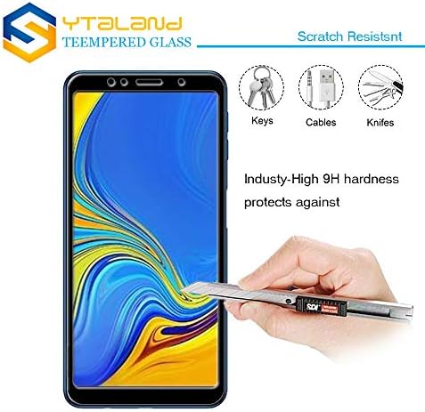 Ytaland [2 пакет] Заштитник на екранот за Samsung Galaxy A7 2018 SM-A750F, [Full Drea] [Целосно покритие] [0,3mm, 2,5d] [без меур] [9H тврдост]
