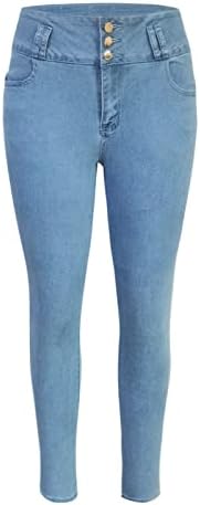 Sikye женски фармерки случајни панталони со средна половината панталони џебови класични тексас фармерки панталони за жени трендовски