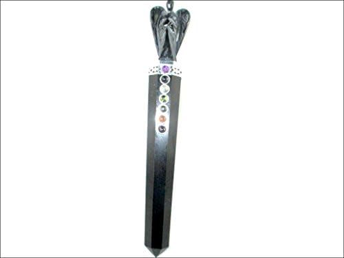 Jet Black Tourmaline Angel Chakra Wand Stick Access. 5-5,5 инчи енергизирана наполнета чиста програмирана чиста оригинална