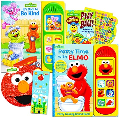 Улична книга Sesame Street Book Book Elmo Прочитајте сет за книги за звук - 4 пакети книги од табла Sesame Street за деца момчиња девојчиња