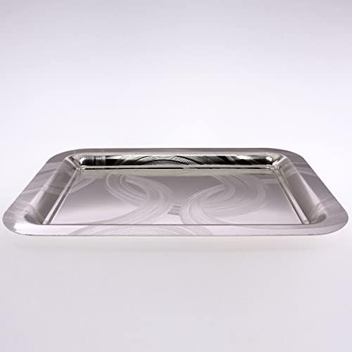 Maro Megastore 14.1 инчи x 10,2 инчи издолжена хромирана сребрена огледало за сервисирање Стилски четка лента со флорална врежана раб