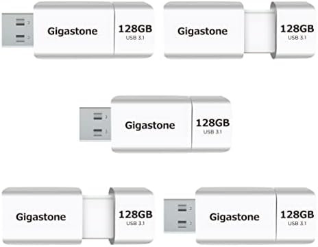 GIGASTONE Z60 128GB 5-Пакет USB 3.2 Gen1 Flash Drive, R/W 120/60 MB/s Ултра Голема Брзина Пенкало Диск, Cappless Повлекување Дизајн