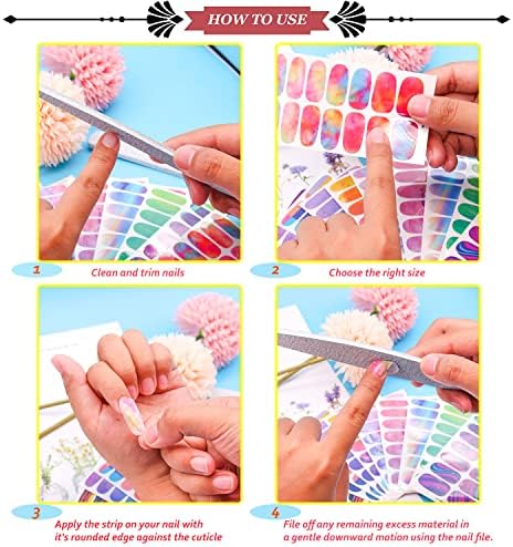 Jerclity 168 парчиња 12 листови карирани нокти полски ленти ленти за нокти проверени обвивки за нокти за жени со нокти датотека црно бело