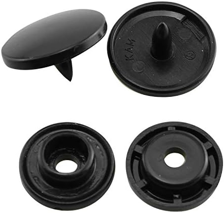 JCBIZ 100SET 12,4 mm/ 0,49inch црно тркалезно копче за пластично прицврстување шипка на пластични прицврстувачи за прицврстувачи T5 за облека