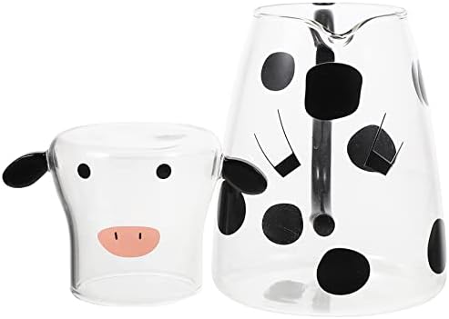 Clispeed Електричен котел Електричен котел за крави стомна кревет и стакло сет цртан филм симпатична крава вода со стаклена чаша