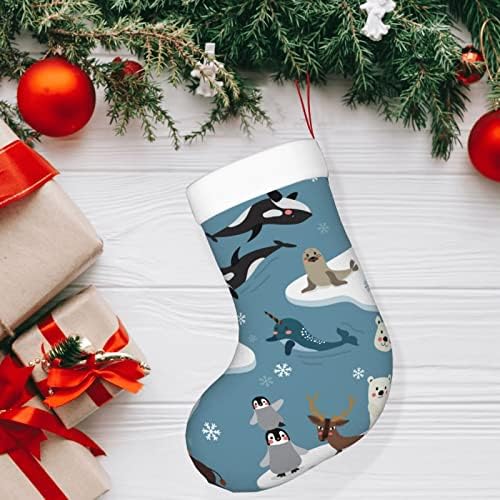 Аугенски Божиќни чорапи Арктички круг Симпатични животни двострани камин што висат чорапи