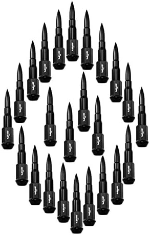 VMS Racing 1/2x20 24PC 112mm ладни фалсификувани челични лапчиња со црни продолжени куршуми совети во алуминиум компатибилен со Jeep Wrangler
