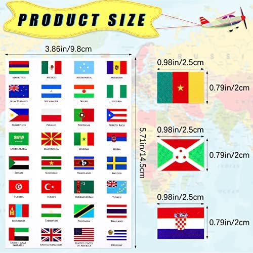 384 парчиња налепници на светско знаме разновидни налепници на знаме на знаме на знамиња на светски налепници во светот на светска земја планер