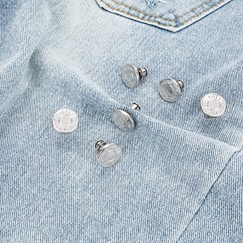 Thinp 12 комплети иглички за копчиња од Jeanан, иглички за копчиња без копчиња за шиење Jeanан за лабави фармерки за панталони