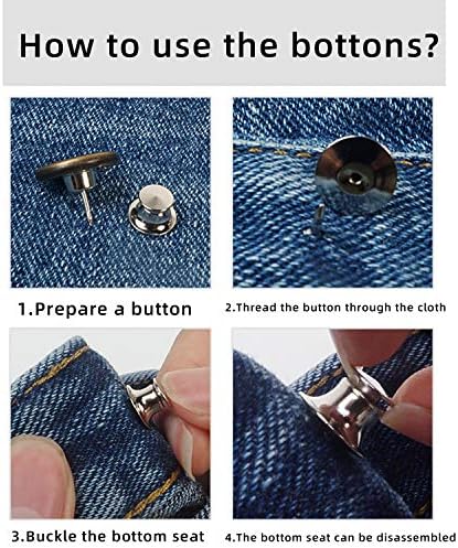 Копчињата за инстант копчиња Willikiva 4PCS Прилагодливо копче Jeanан Не додава метал копче Додава или намалува инч на половината на панталони