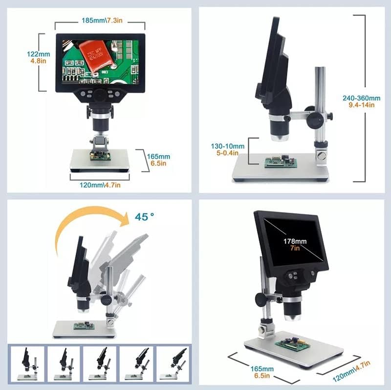 Комплет за додатоци за микроскоп за возрасни G1200 12MP 1-1200X/600x Дигитален електронски видео микроскоп 7/4,3 инчи микроскоп
