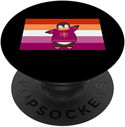Penguin Love Lesbian Pride Flage Eesthetic Christmas Snow Popsockets Swappable PopGrip
