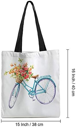 Муслион цветни велосипеди торбички ретро гроздобер сини велосипеди велосипеди шарени цвеќиња платно торба голема чанта за рамо