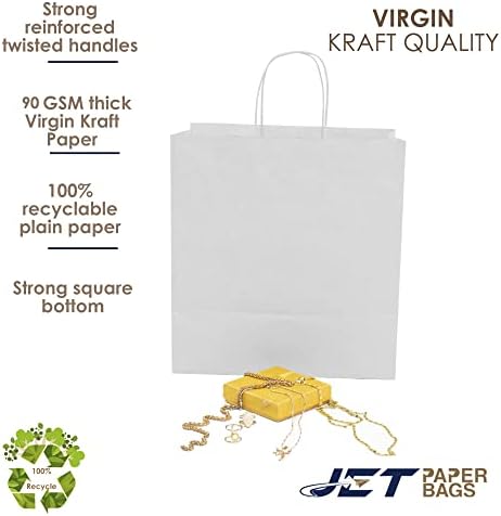 Торби за џет хартии 11 x7 x12 Девица Крафт торби за подароци со хартија со изопачени рачки рефус. Идеално за DIY, бизнис, преземање,