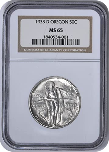 1933 г Орегон комеморативна сребрена половина NGC MS65