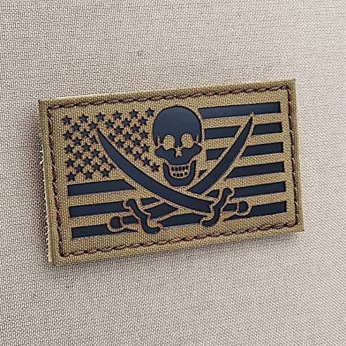 IR Calico Jack 2x3,5 Coyote Jolly Roger Infrared Morale Tactical Hook Patch