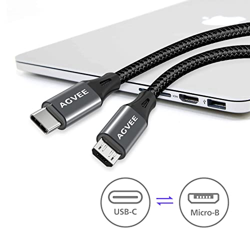 AGVEE 2 Пакет 6FT USB-C OTG На Микро USB Кабел, Плетенка Полнач Податоци Синхронизација Кабел За Полнење Жица Адаптер За Samsung Galaxy S7