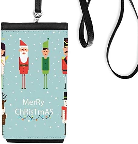 Merry Mas Man Illustration Phone Pallet чанта што виси мобилна торбичка со црн џеб