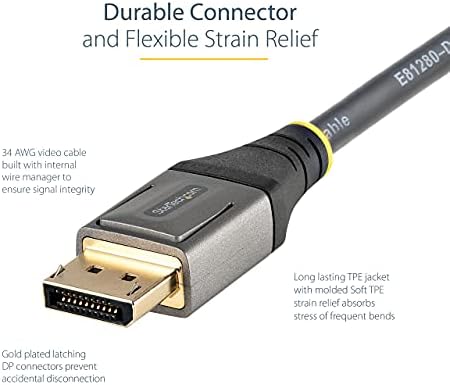 Startech.com 6ft VESA Сертифициран DisplayPort 1.4 Кабел - 8K 60Hz HDR10 - Ultra HD 4K 120Hz Видео - DP 1.4 кабел/кабел - за монитори/дисплеи