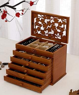 Кутии за складирање на дрвени кутии со дрвена кутија со дрвени кутии со кутии за складирање на кутии, ретро стил, голем повеќеслоен
