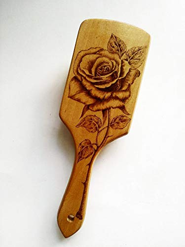 Модерна бамбус четка за коса со сопствен реален дизајн на роза за густа, права, долга, кадрава, брановидна и кратка коса