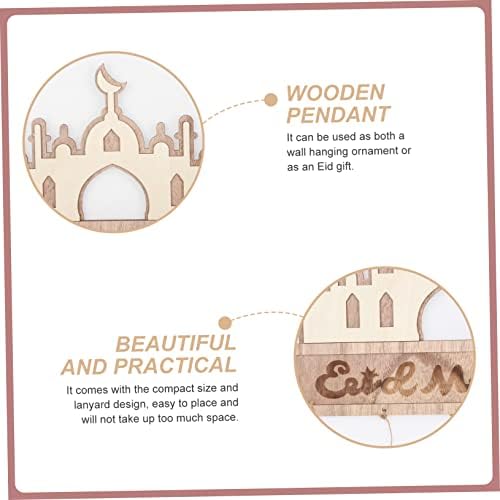 Алипис 8 парчиња дрвени приврзоци Вудски декор пролетен декор декор за домашен фестивал приврзок еид виси декор еид Мубарак тематски декор