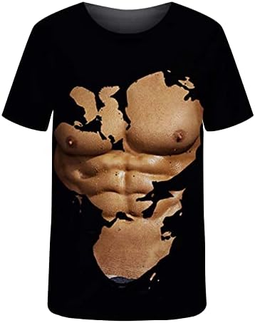 Машка маица за маица за печатење во мускулите Дневно случајна основна кратка ракав ладно образец, новини на 3Д уметност печатени летни врвови