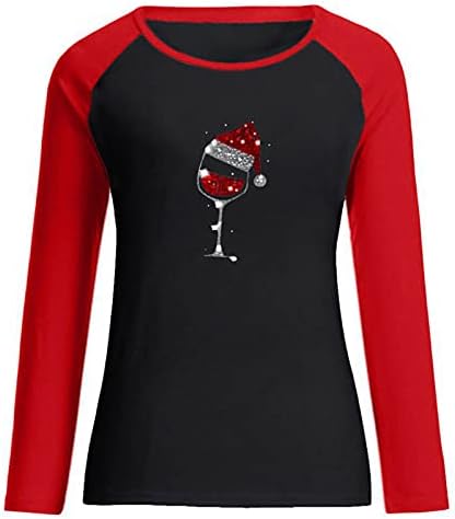 Narhbrg hirthенски среќни Божиќни кошули, жени бејзбол со долги ракави за крпење маички за џемпери графички слатки маички врвови