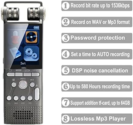 Bhvxw Професионален Глас Активиран Дигитален Аудио Рекордер USB Пенкало Нон-Стоп 100hr СНИМАЊЕ PCM