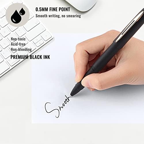 Penagic Pens, P-223A, Gel Pens Fine Point [0,5 mm] Црно мастило, ролери за топка за мотори, канцелариски пенкала за училишни канцелариски материјали