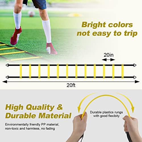 Скала за агилност на Дикако - 20 -тина 12 ранг Агилност Опрема за обука за брзина на скалила, деца и скала за брзина на возрасни за фудбал,