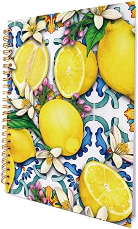 Golsoo lemons цвеќиња тврд поцврста Спирална тетратка 6x8 инчи, лимони спирален весник на тетратка за писатели за студии, 160 страници