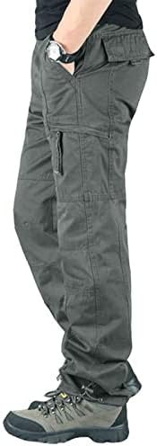 Менс мода обичен мулти џеб патент тока машки карго панталони на отворено панталони панталони со лесни работи за работа за мажи