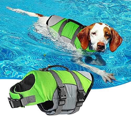 Wtzwy рефлексивно кучиња животна јакна, пловење на плажа езерото, безбедносен елек за кучиња со прилагодлива уреди за спасување на домашни миленици