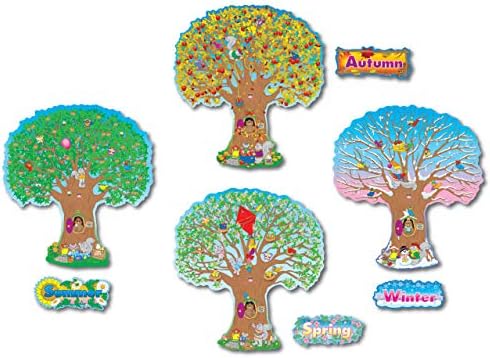 Карсон Делоса - сет на билтени од четири сезони дрвја, декор во училницата, 12 парчиња