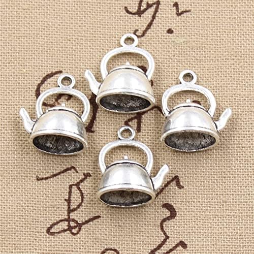 Хрорин 10 парчиња Шарм чајник чајник 20х17х10мм Антички Изработка На Гроздобер Тибетски Приврзок Од Легура На Сребро Цинк