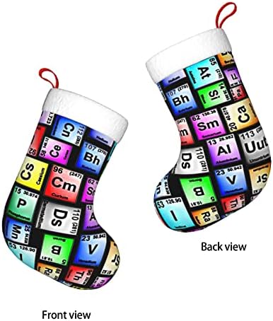 Аугенски Божиќни чорапи во боја на периодични елементи на табелата што повторуваат двострани камиони што висат чорапи
