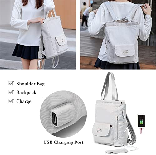 Порасо женски лаптоп ранец случајна торба за рамо со USB полнење порта за багаж за училишна торба за 14 -инчен лаптоп дневен пакет колеџ