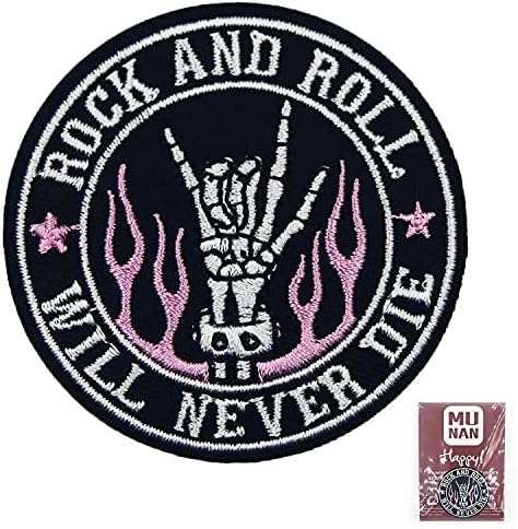 Панк рокенрол и никогаш нема да умрат прсти коски скелети череп -духови, украсена апликација значка железо на шиење на амблем