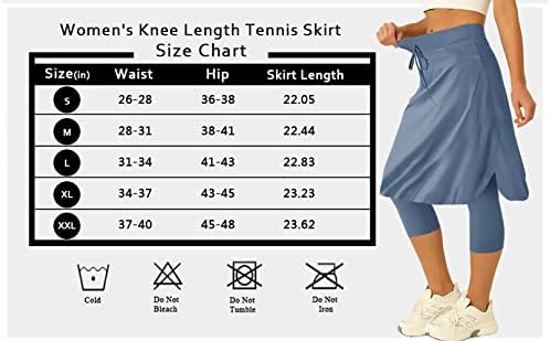 Womenените 20 Тениско здолниште со должина на коленото со вградено во нозе голф здолништа со здолништа со џебови со џебови