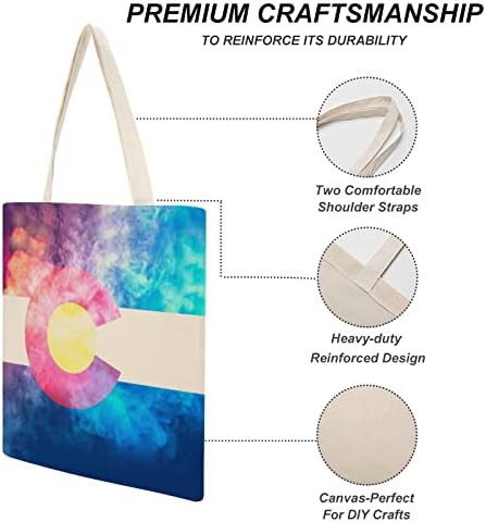 Колорадо Облак и знамето на знамето за магла Платно торба за печатење на намирници торбички за чанти за чанти за жени мажи за жени