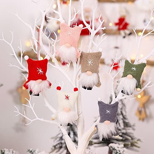 Мимеела 6 пакувања Божиќни гно -украси, скандинавски Санта Томте елф шведски фигурини, домашно украсување елка виси декорација