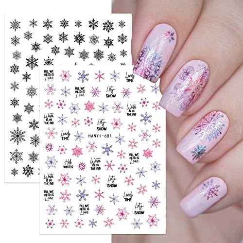 Божиќни налепници за нокти, 12 листови само-лепени нокти декорални снегулки дрво зимска нокти за украсување дизајн за дизајн
