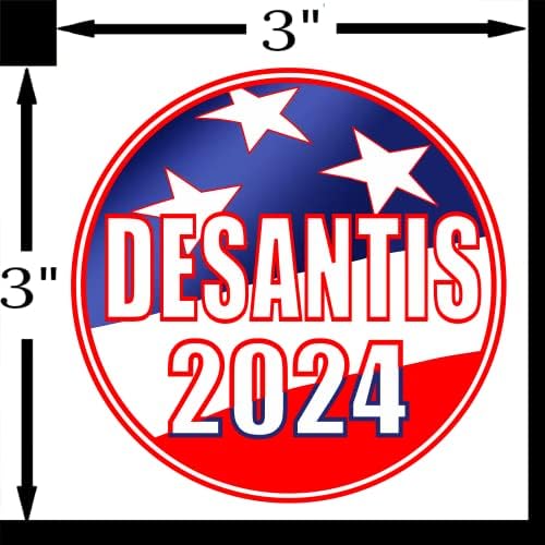 Десантис 2024 Изборна Налепница За Браник - 3 х 3 Инчен Автомобилски Авто Прозорец Републикански Гувернер На Флорида Црвени Бели Сини Ѕвезди