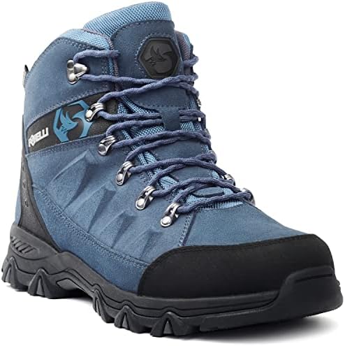 Чизми за пешачење за мажи на Foxelli - Водоотпорни чизми за пешачење со велур за мажи, дишење, удобни и лесни чевли за пешачење